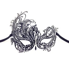 Black Swan Metal Filigree Laser Cut Venetian Mask crafted with Rhinestones -Black Swan mask with Clear stones